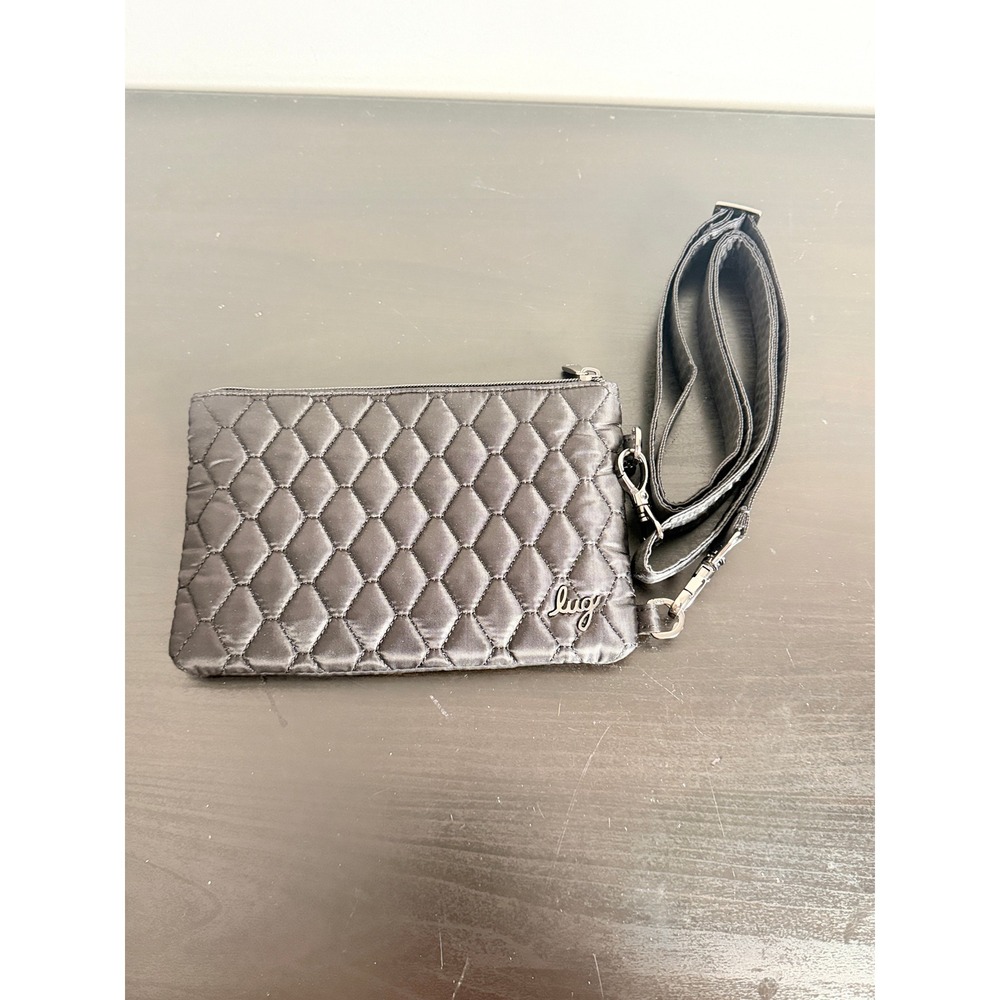 Lug Peekaboo Crossbody Bag Black Quilted RFID Clear Window Phone Pouch Purse